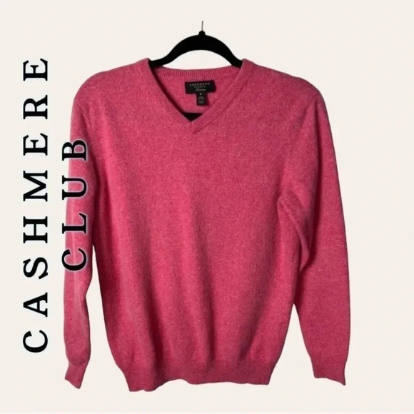 0239W. CASHMERE CLUB ROOM 100% CASHMERE SWEATER BUBBLE GUM‎ PINK IN COLOR - Picture 1 of 11